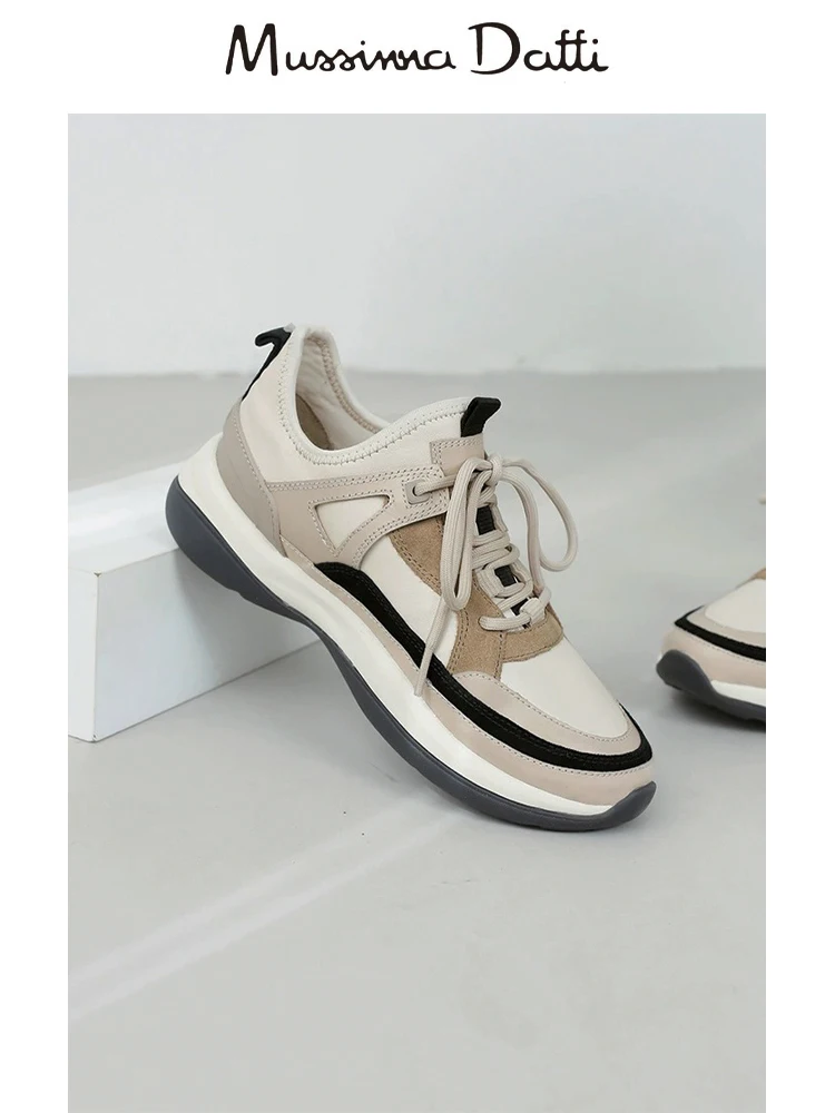 Murrinna Daffi 2024 Women Spring Autumn Fashion Patchwork Genuine Leather Lacing Sneakers Casual Thick-Soled Sport Shoe Female