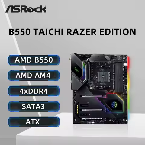 ASRock B550 TAICHI RAZER EDITION Motherboard Support 5500 5600G 5700X3D 5800X3D CPU 4xDDR4 M.2 HDMI PCIe 4.0 ATX AM4 Mainboard