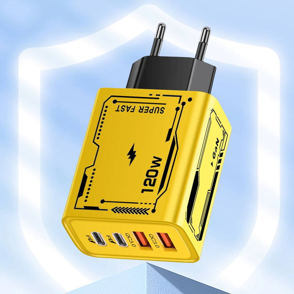 120W Charging 4 Ports USB C Wall Charger QC3.0 PD Power Adapter for iPhone 16 15 for Huawei for Samsung for Xiaomi