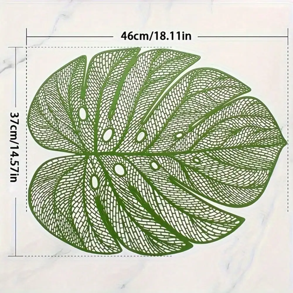 Tovagliette in vinile da 4 pezzi a forma di foglia verde per tavolo da pranzo tovagliette per la decorazione della tavola da pranzo di compleanno di nozze