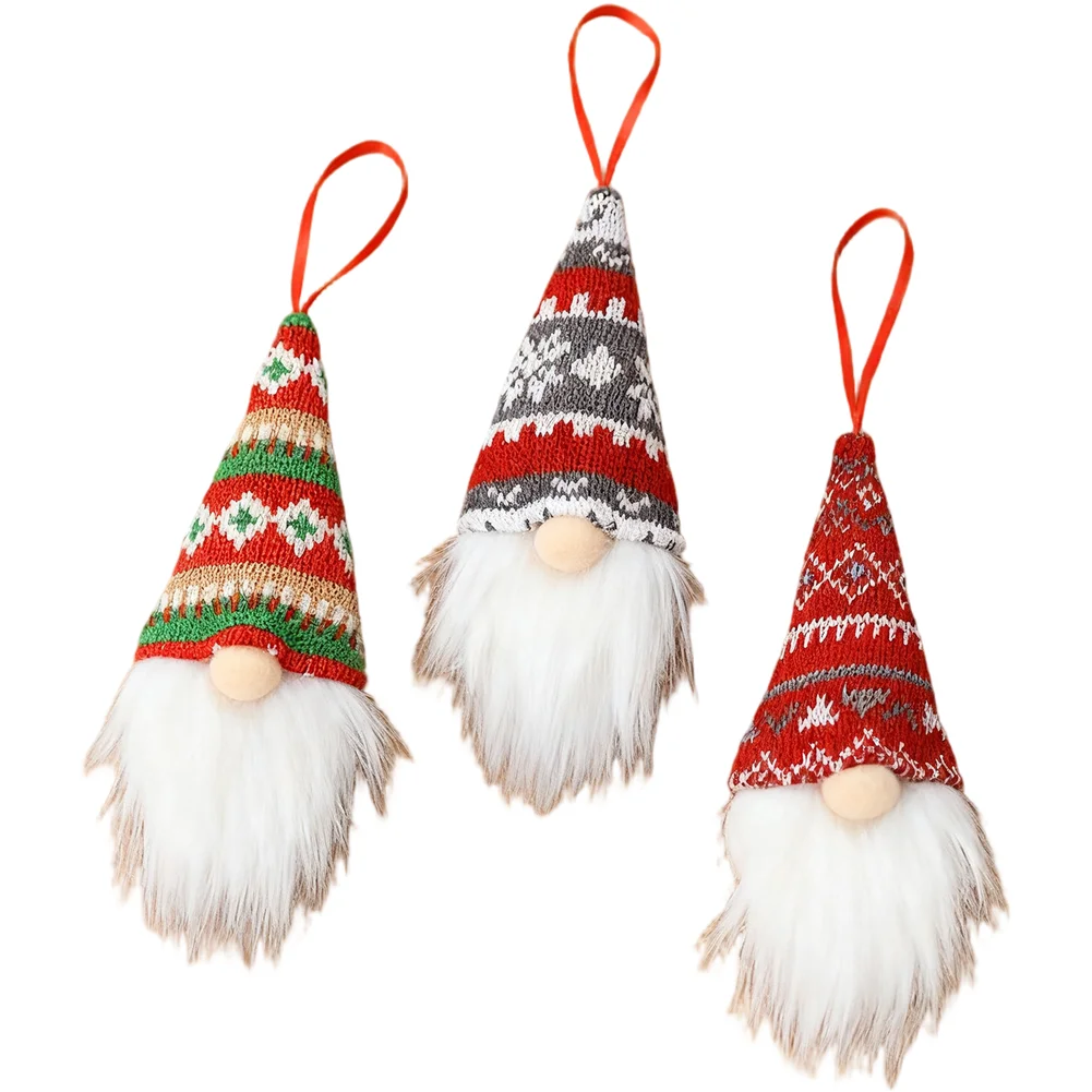 

Christmas Knit Gnome Hanging Ornaments Set Nordic Style Pendant Three or Six Pieces for Tree Mantel Wall Decoration