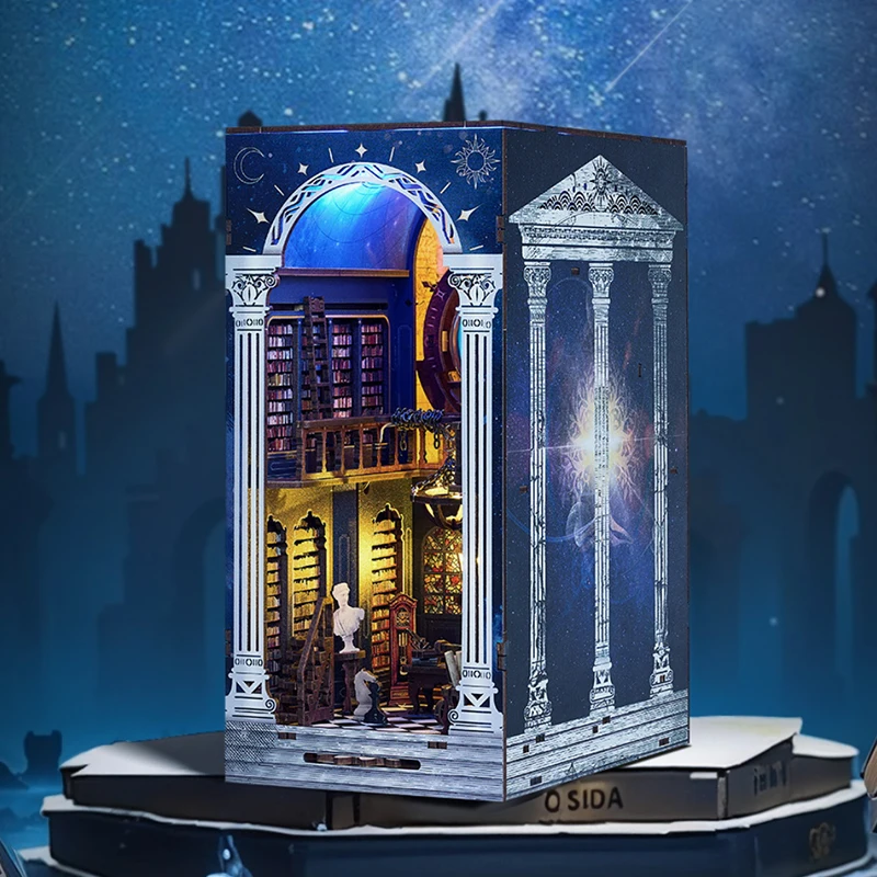 

DIY Book Nook Shelf Insert Kit Figurines Wooden Doll House 3D Puzzle Assembly Building Model Bookends Toys For Christmas Gifts ﻿