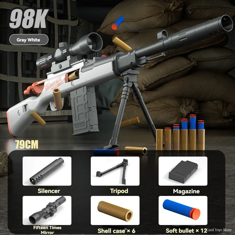 Pistool voor kinderen AWM 98K Soft Bullet Shell Gooien Speelgoedpistool Geweer Sniper Handleiding Speelgoed Wapens Schieten Games Kind Jongens Verjaardagscadeautjes