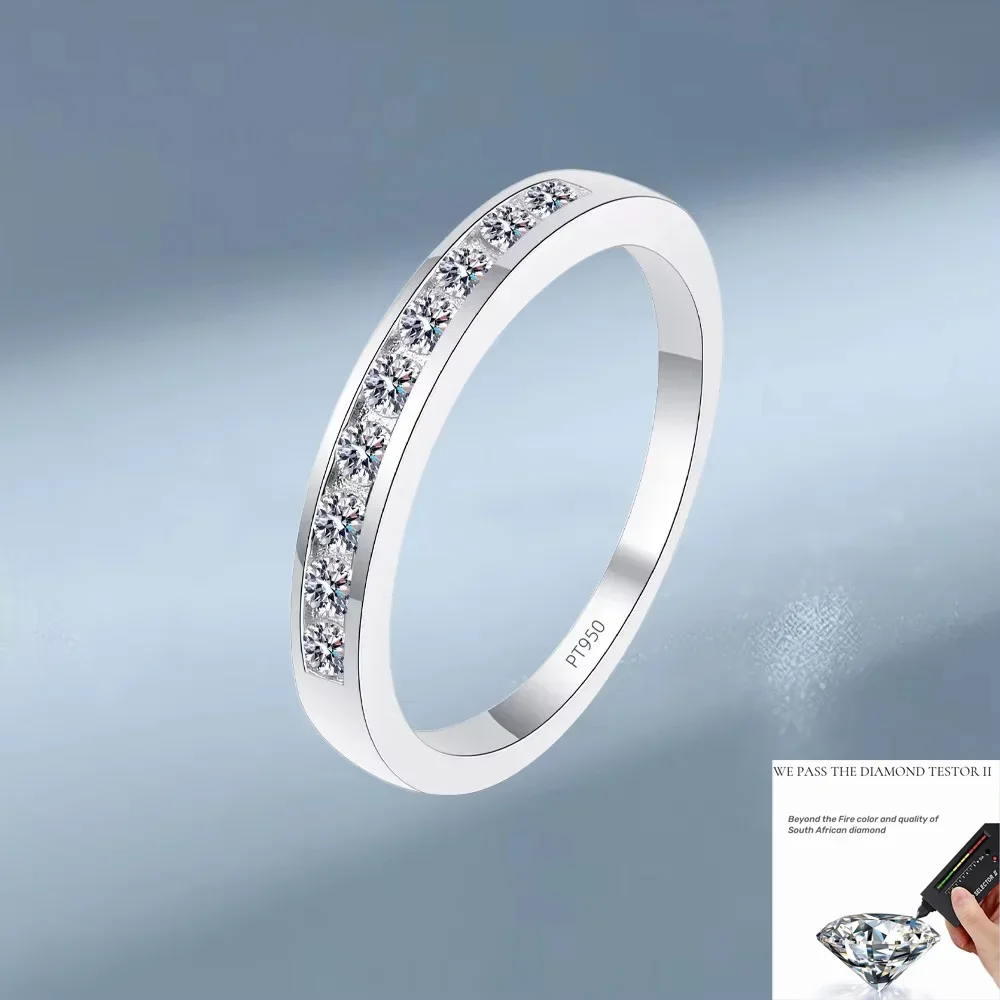 

Изысканное кольцо из платины PT950 с маленьким рядом бриллиантов 0,27 карата для женщин, кольцо с девятью муассанитами, обручальное кольцо, ювелирные изделия высокого класса