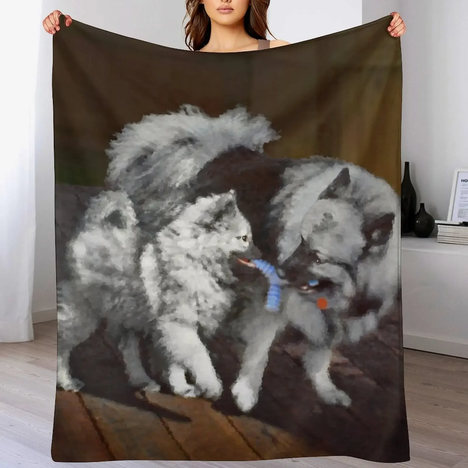 

Keeshond Playtime Throw Blanket Thin christmas decoration warm winter Summer Blankets