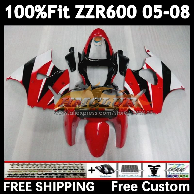 Injection Body For KAWASAKI NINJA 600CC ZZR600 154No.60 ZZR-600 ZZR 600 05 06 07 08 2005 2006 red blue 2007 2008 OEM Fairing