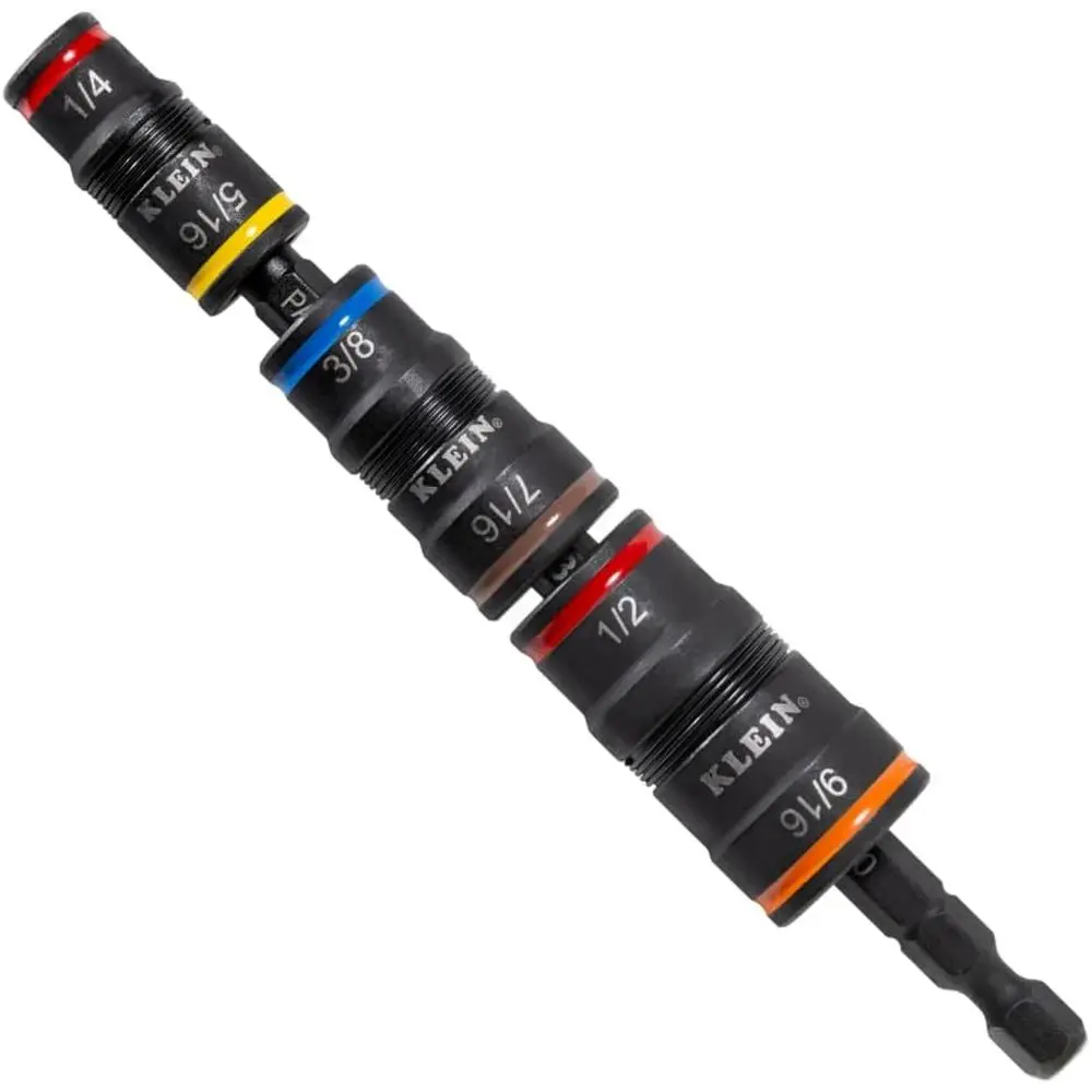 

Набор ударных головок 7-в-1, 3 головки с 3-мя захватами, 6 шестигранных бит, держатель бит 1/4 дюйма, 5 удлинителей