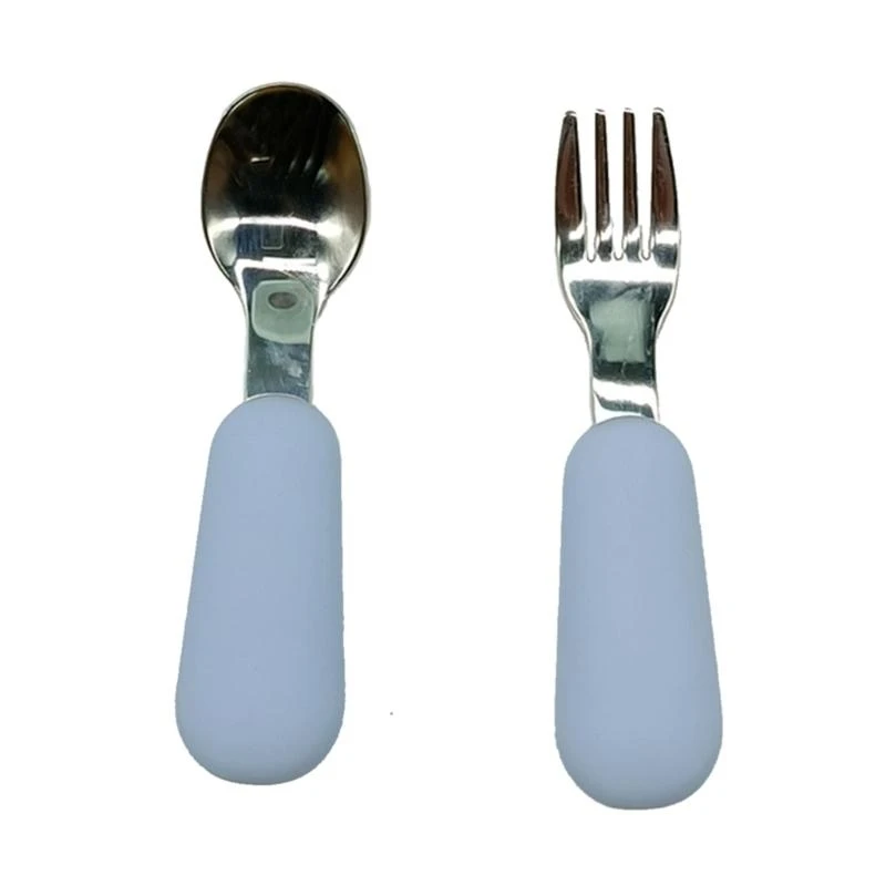 

J15U Toddler Fork & Spoon 2 Pack Stainless Steel Baby Utensils Cutlery Set Durable