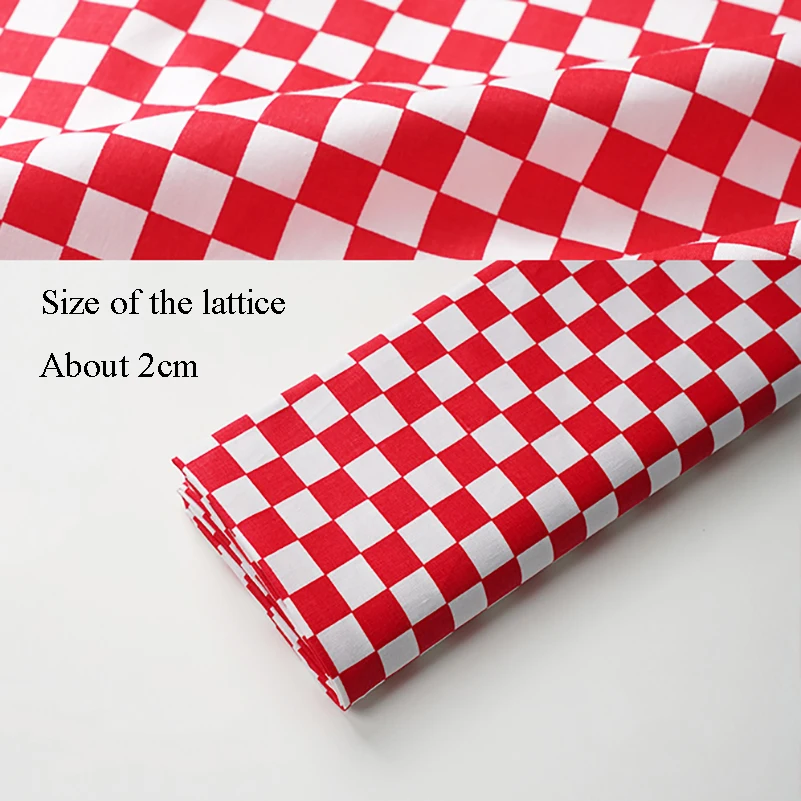 Checkerboard Grid Fabric Pure Cotton Twill Plaid Black White Chess Board for DIY Handmade by Half Meter