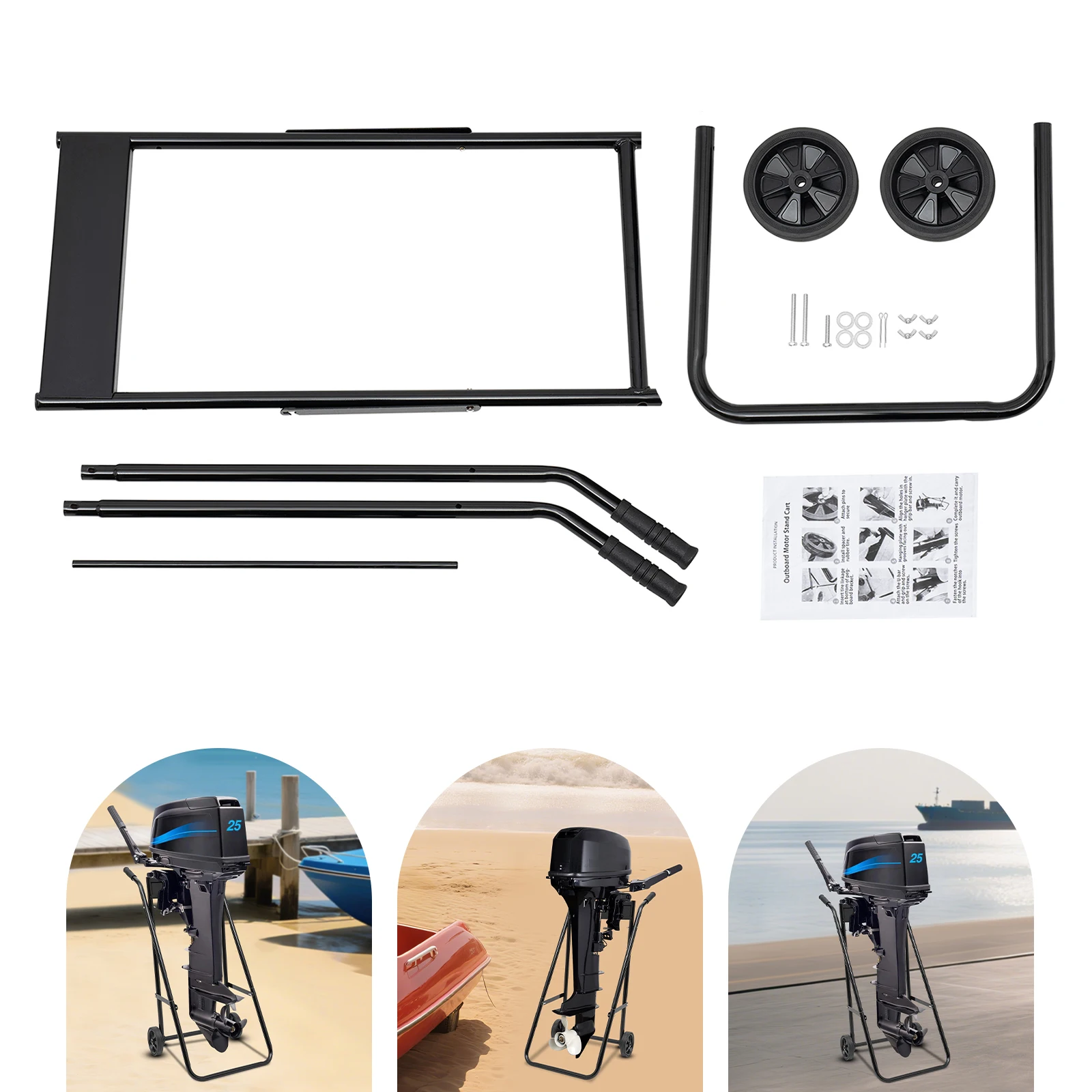 Outboard Motor Boat Stand Carrier Cart Dolly Storage Multi Purposed Marine With 2Wheels Transportation Hand Wheels Operated 70Kg