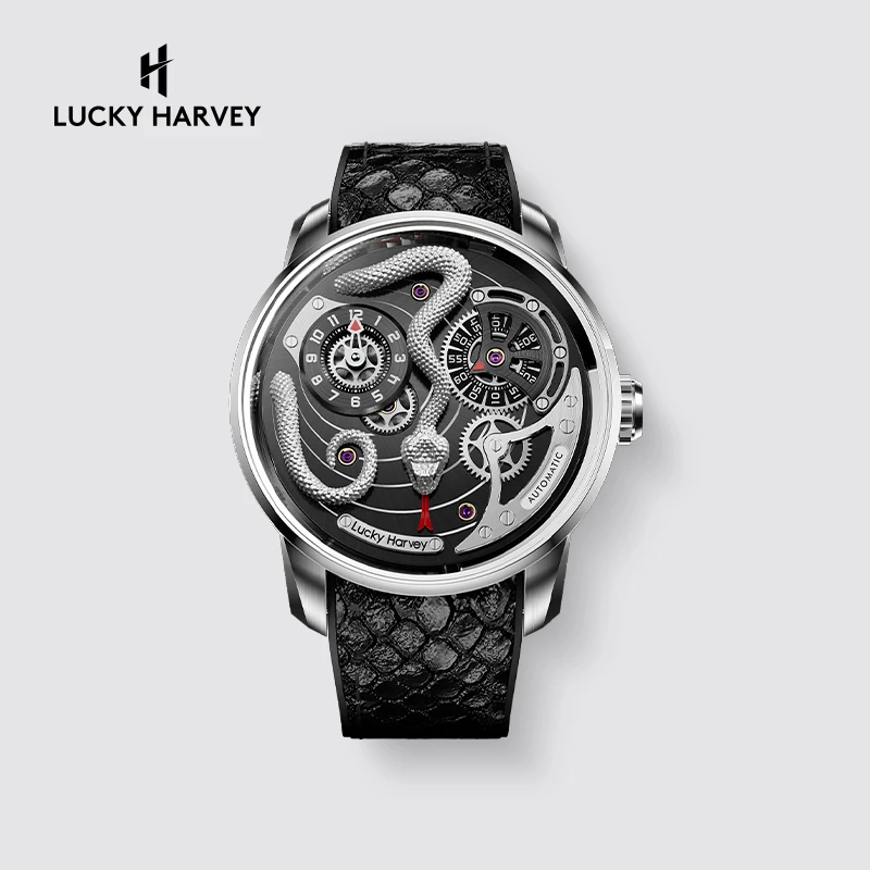

Lucky Harvey 3D Snake Dial Watches for Men Automatic Movement Mechanical Watch Sapphire Crystal Waterproof Casual
