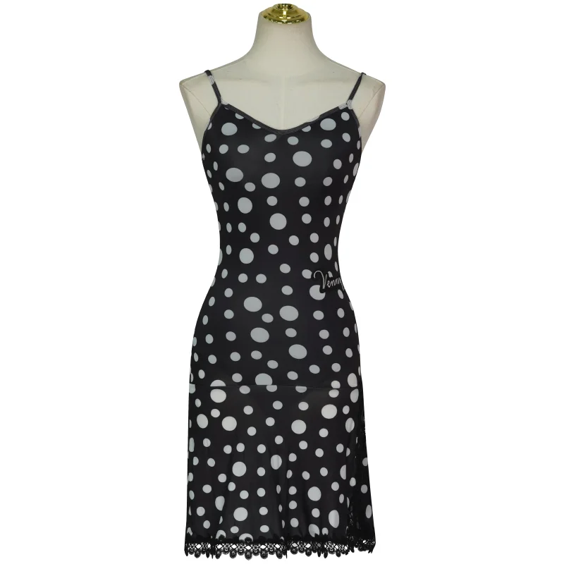 ชุดเต้นลาตินเด็กผู้หญิง วัสดุผ้าไผ่ ลายจุด สายเดี่ยว สำหรับฝึกซ้อมและการเต้น