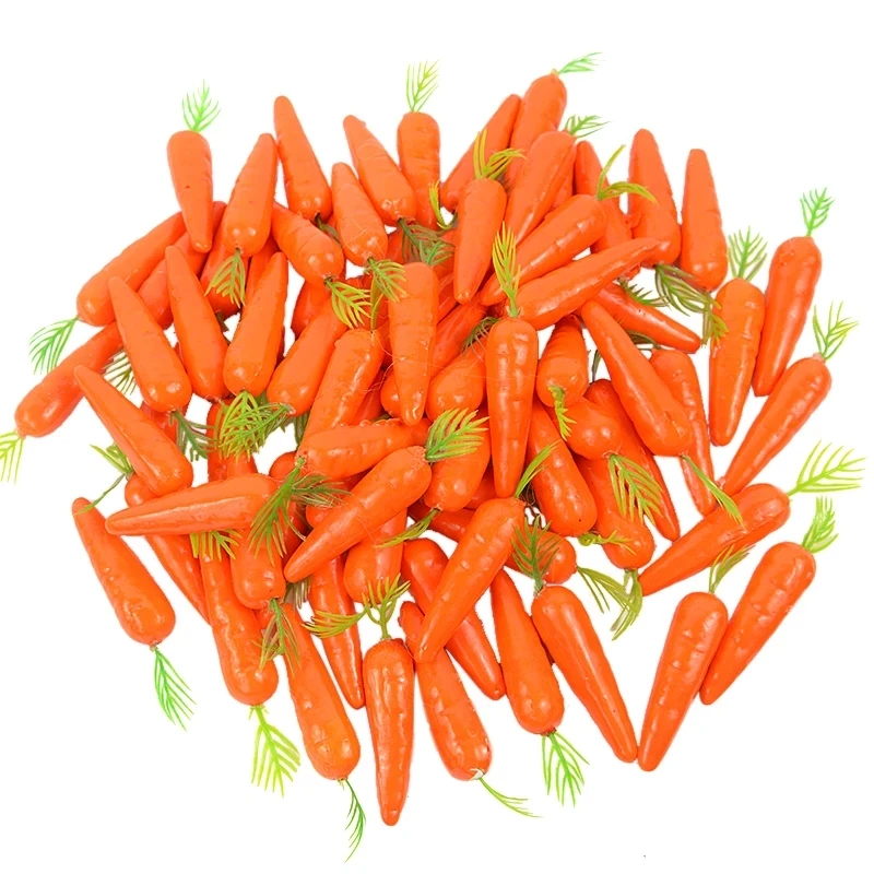 25/50pcs Artificial Carrots Simulation Foam Mini Fake Vegetable Easter Decoration Photo Props Wedding Birthday Party Supplies