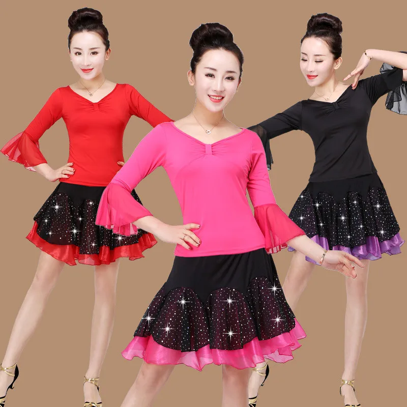 Square dance clothing new suit bell-sleeved top group performance performance clothing middle-aged and elderly dance clothing ha