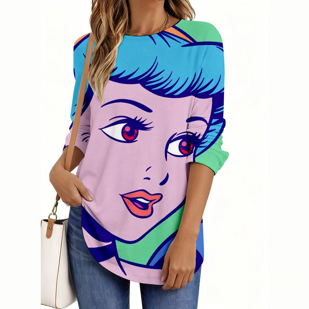 

Элегантная повседневная женская футболка с принтом принцессы Диснея, модная свободная футболка, женская темпераментная футболка с длинными рукавами, праздничная футболка выходного дня