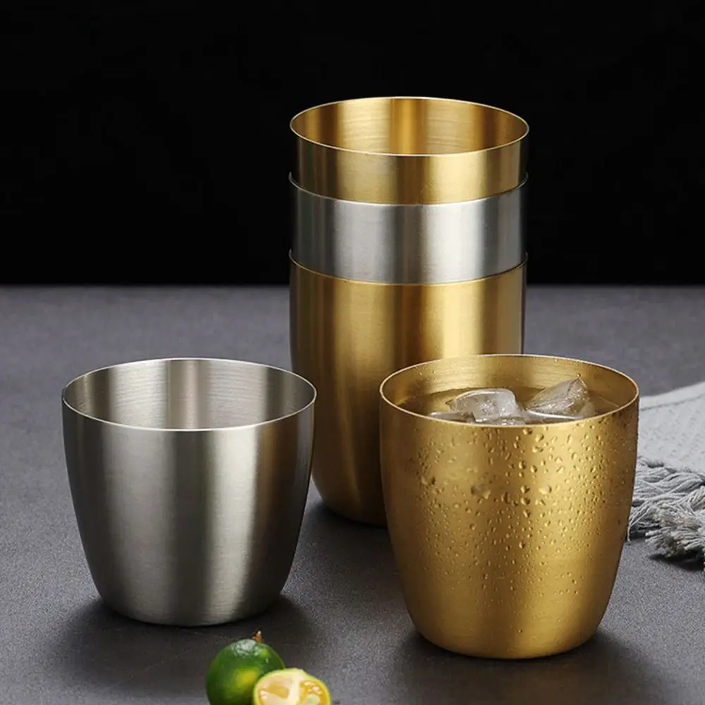 Stainless Steel Double-Wall Beer Cups Keep Cold Hammered Texture Cold Water Drinks Cup Ins Industry Style Anti-scalding