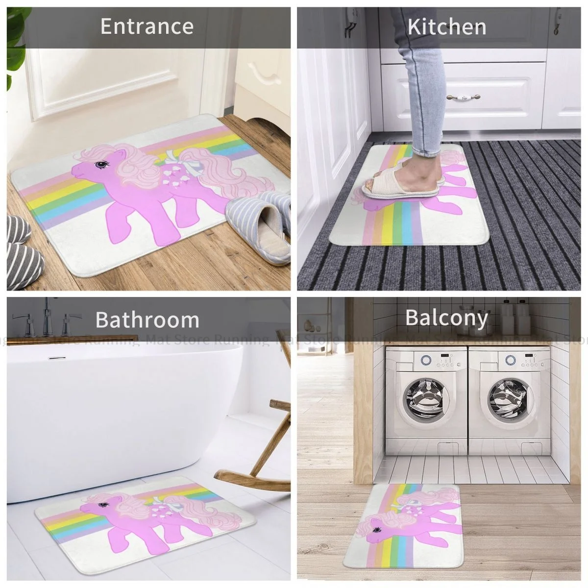 Unicorn Non-slip Doormat Bath Mat MLP Lickity Split Hallway Carpet Welcome Rug Bedroom Decor