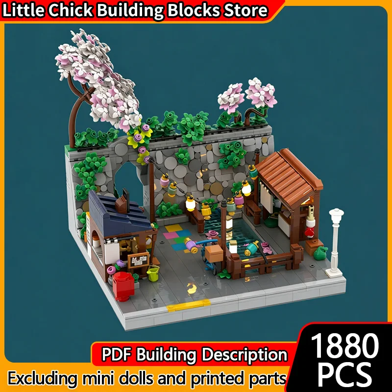 

Street View Model MOC Building Bricks Town Lantern Festival Scene Modular Technology Gifts Holiday Assemble Children Toys Suit