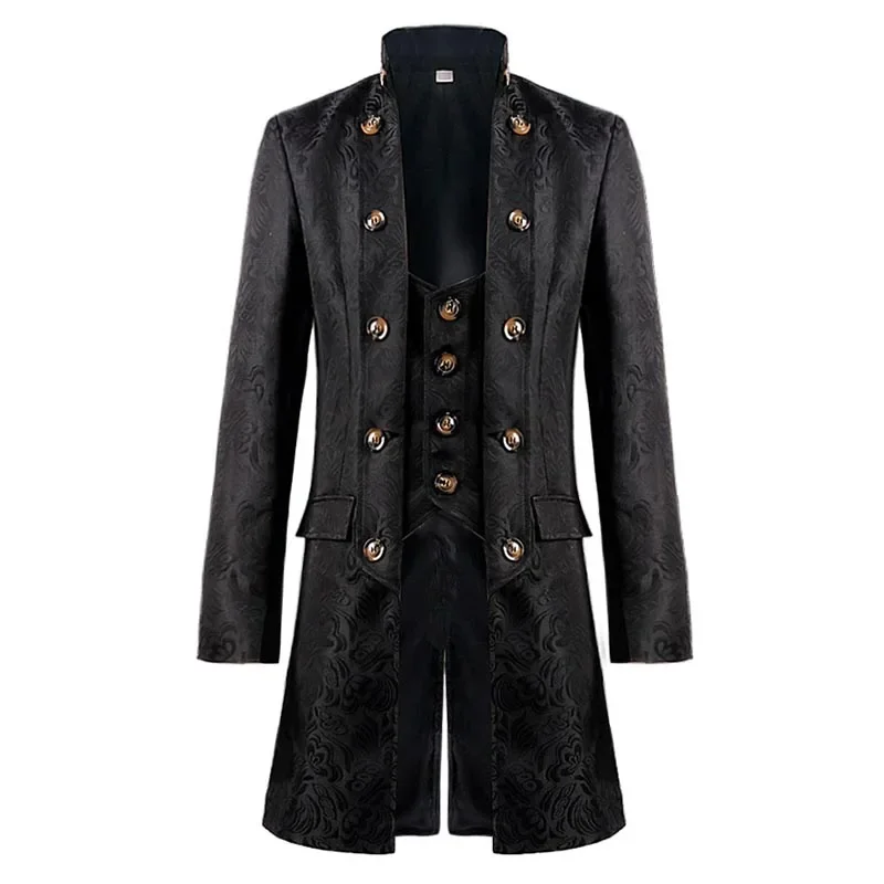 Men's Jacket Medieval Cosplay Trench Coat Victorian Clothing Gothic Windbreaker Steampunk Jackets Man Overcoat Halloween Costume