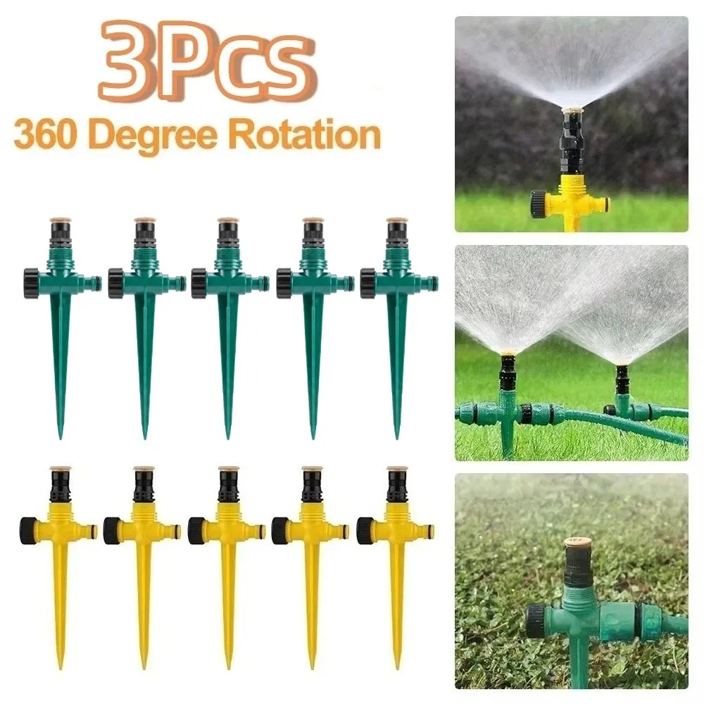 3Pcs 360° Rotation Automatic Lawn Sprinkler Corrosion Resistant Buried Plug Garden Nozzle Adjustable Nozzle Large Area Coverage