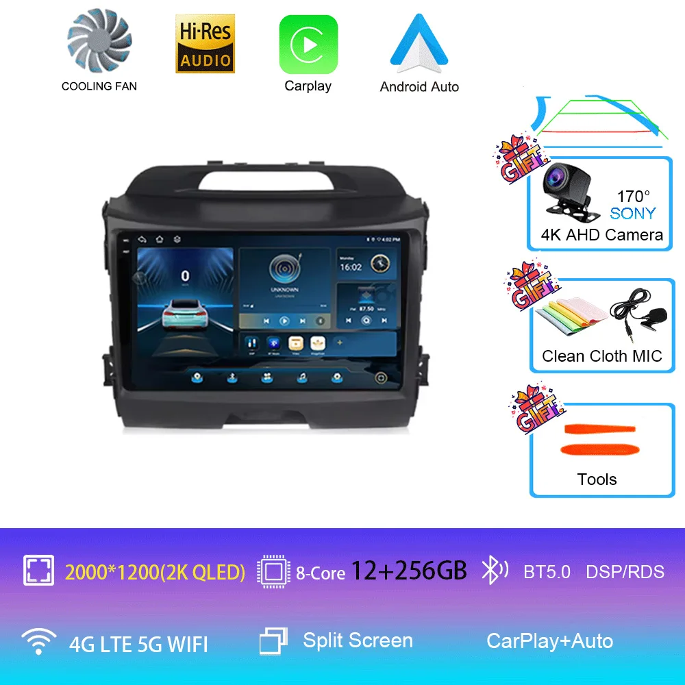 Android 16 Autoradio Draadloze CarPlay Auto voor KIA Sportage 3 2010-2015 2016 4G + WIFI Multimedia Video Player GPS 2din Autoradio