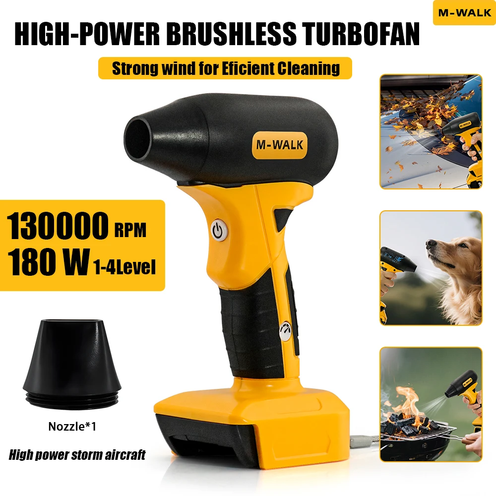 

M-WALK 130000RPM Turbo Air Blower Vacuum High Speed Duster Portable Turbo Fan Jet Dust Blowing Tools For Dewalt 20V Battery Pins