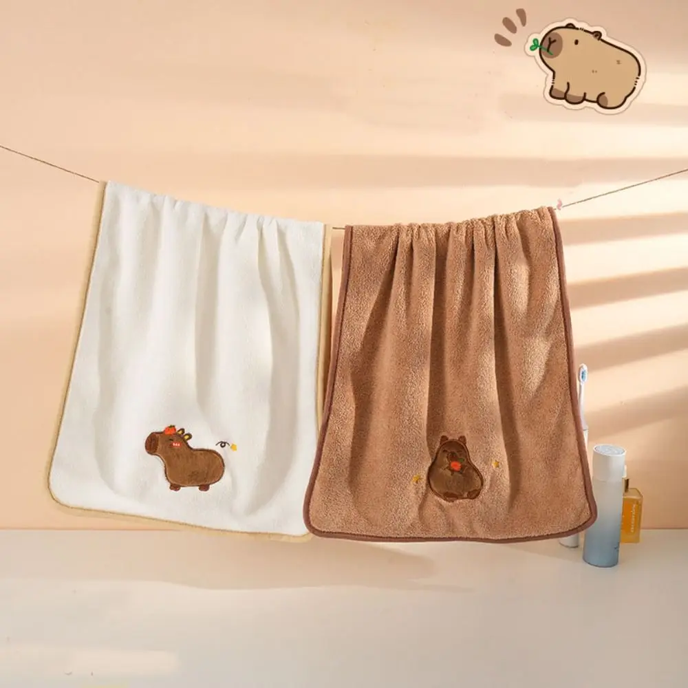 

Soft Capybara Pattern Cartoon Towel Coral Velvet Thicker Bath Towel Cute Super Absorbent Face Towel Bathroom