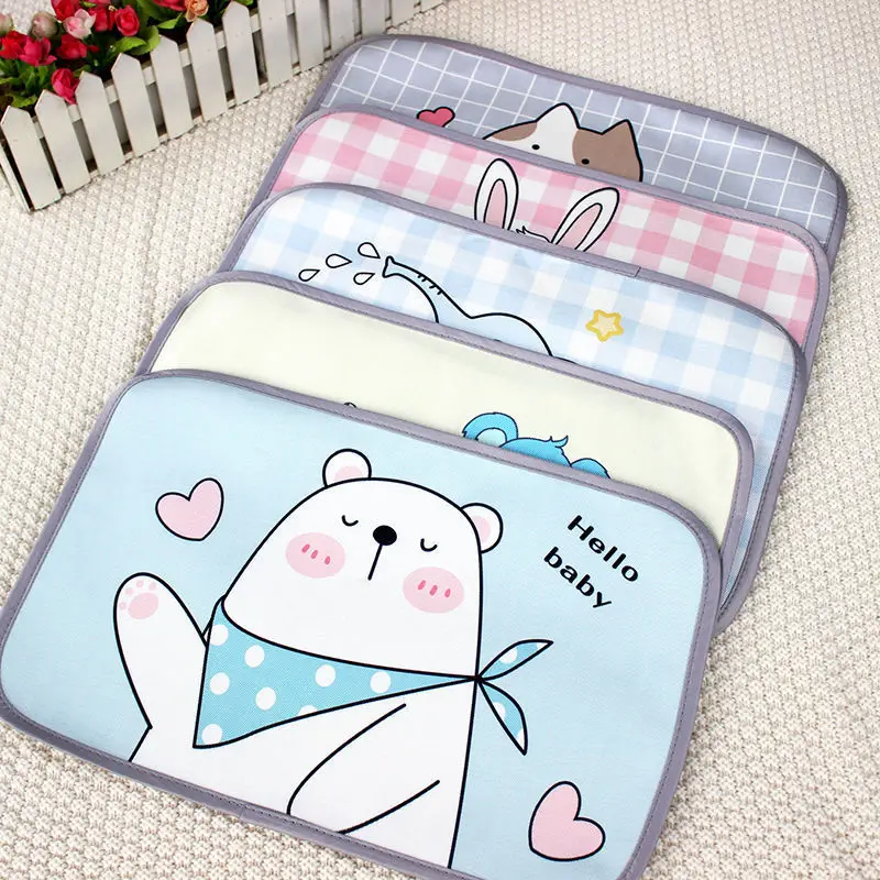 Newborn Pillowcase Ice Silk Cool Soft Skin-friendly Breathable Baby Sleeping Pillow Soilproof Case Cartoon Printed Kid's Bedding