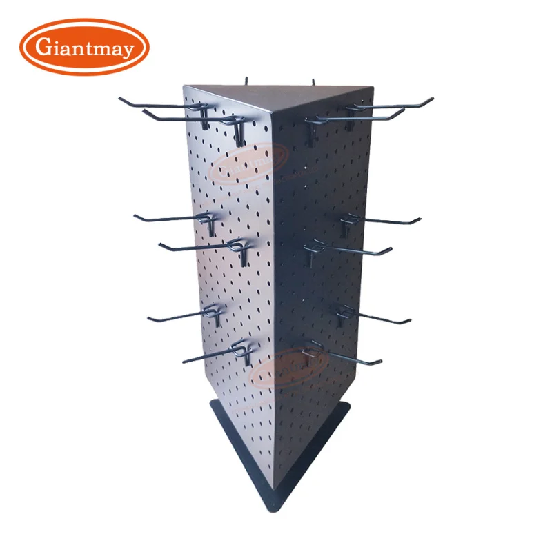 custom.3 Sided Metal Rotating Display Jewelry Counter Top Stand with Hanging Hook