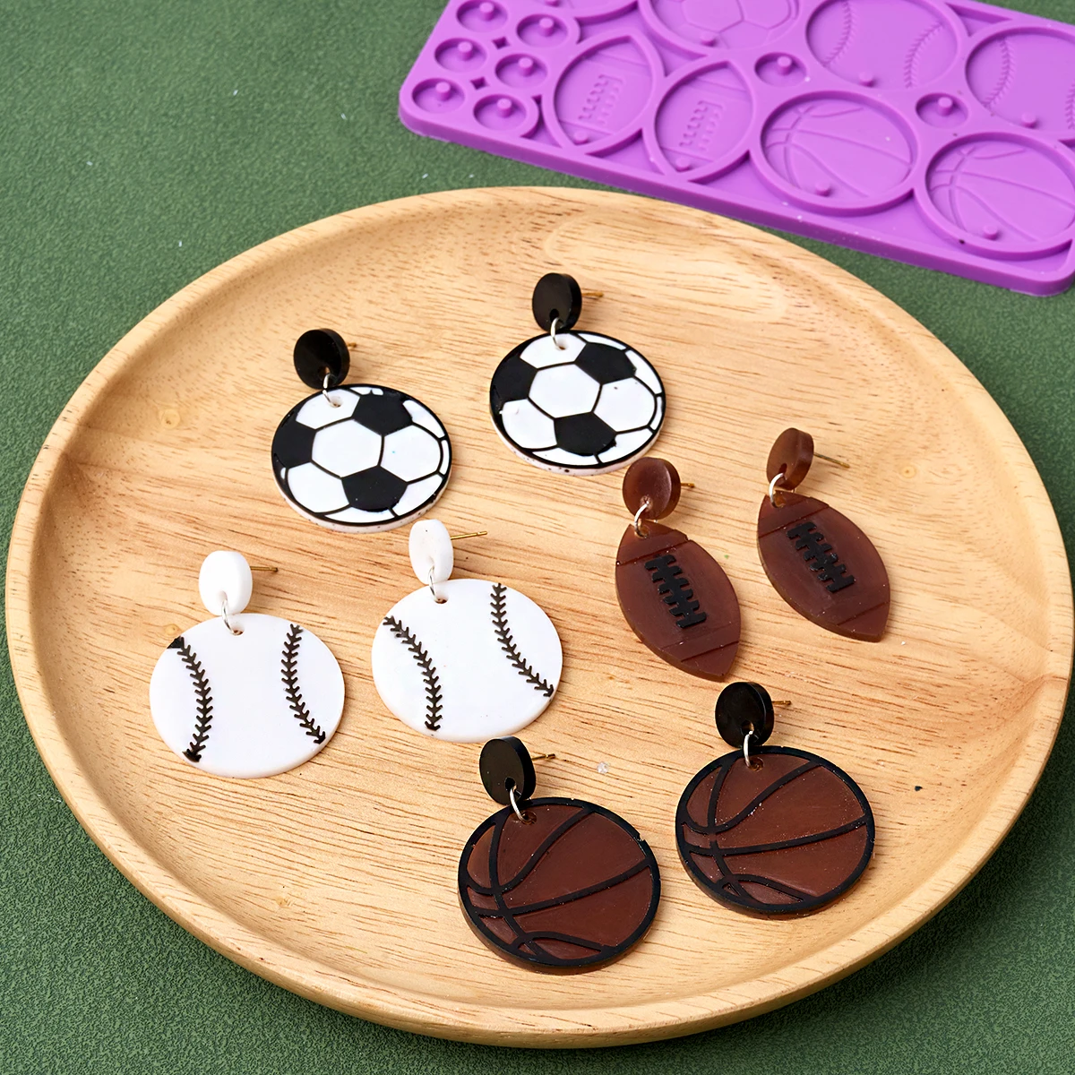 Earrings Pendant Silicone Mold Football Basketball Baseball Rugby Silicone Mould DIY Epoxy Resin Keychain Pendant Jewelry Crafts