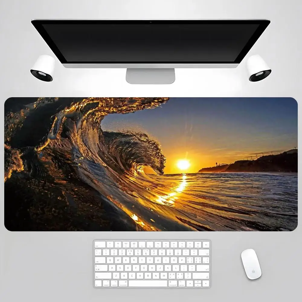 

Large Waves sunset Mouse Pad Gamer Big Mouse Mat PC Gaming Locking Edge MousePad 90x40cm Keyboard Desk Mice Pad