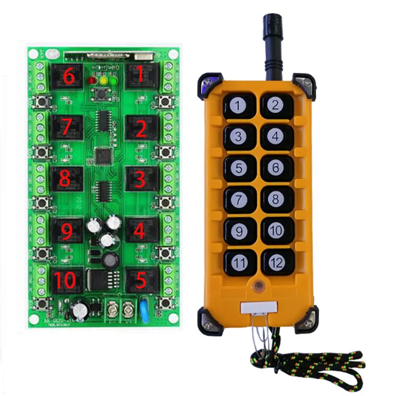 

3000m DC 12V 10CH RF Wireless Industrial Remote Control System Individual Overhead travelling crane System light/lamp/led band