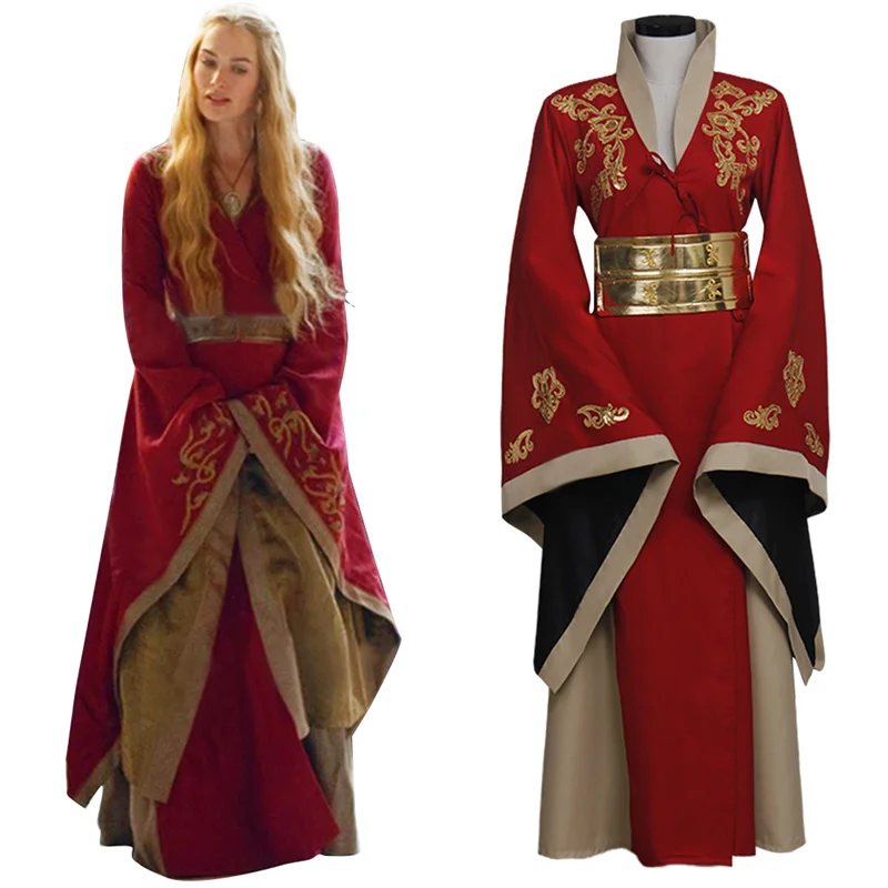 Cersei Lanniste Red Luxury Dress Cosplay Costume Adult Women Halloween Carnival Party Outfit