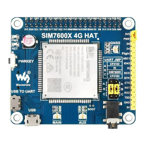 SIM7600G-H Raspberry Pi 4G expansion board, global communication, compatible with 3G/2G with GNSS positioning