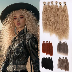 Afro Kinky Curly Hair Synthetic Hair Extensions Bundles 20 22 24 inches 6PCS Blonde Weave High Temperature Fiber Hair Extensions