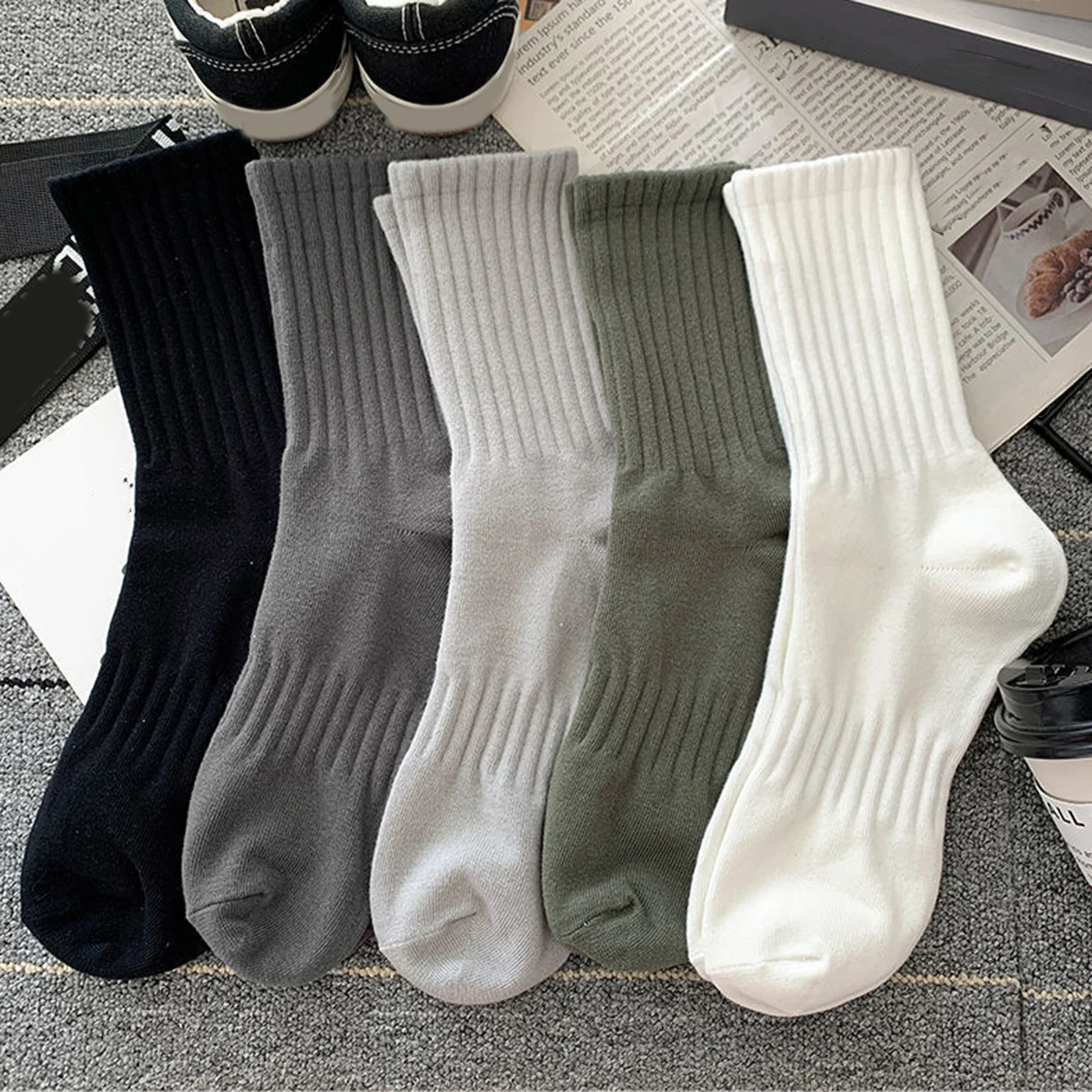 1 Pair Unisex Socks Knitted Mid-tube Ankle Protection Anti-slip Warm No Odor Sweat Absorption Adult Four Seasons Sports Socks