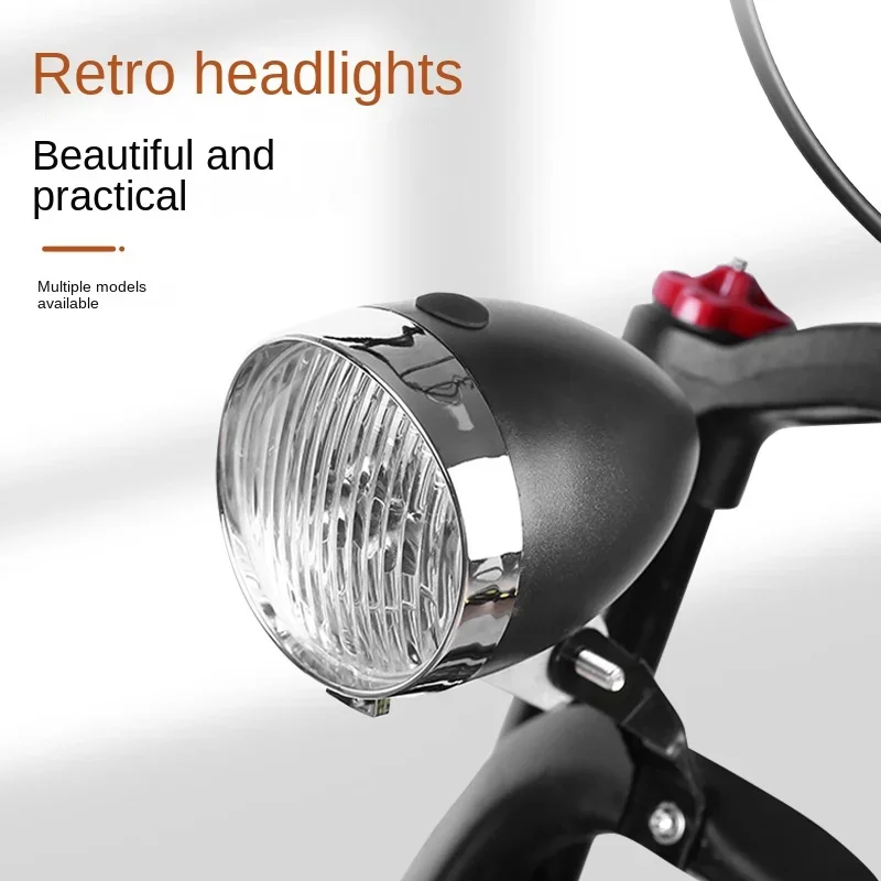 With Bracket Headlight Classical Design Classic Bike Front Light Night Riding Trendy Abs Plastic Shell Retro Led Lamp