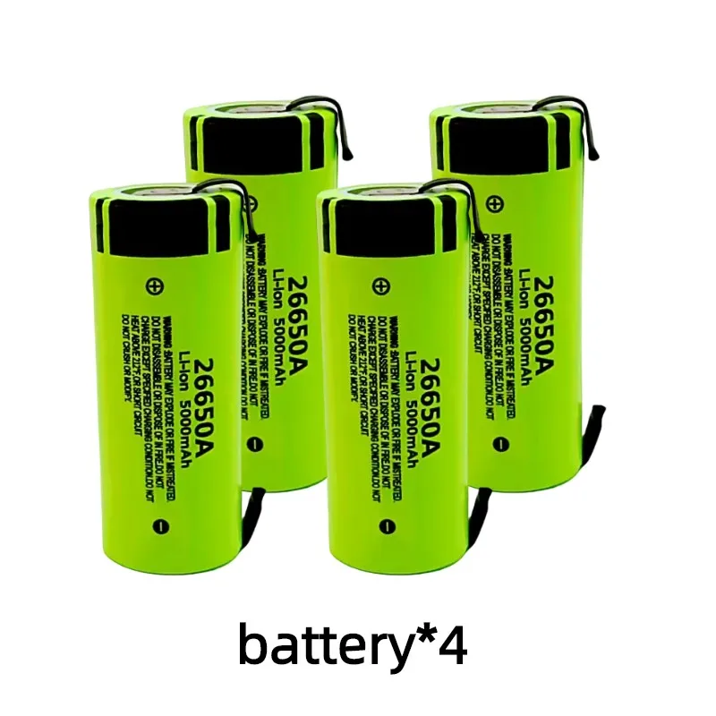 100% Original 26650A 3.7V 5000mAh Large Capacity 26650 Lithium Ion Rechargeable Battery +with DIY Nickel Sheet