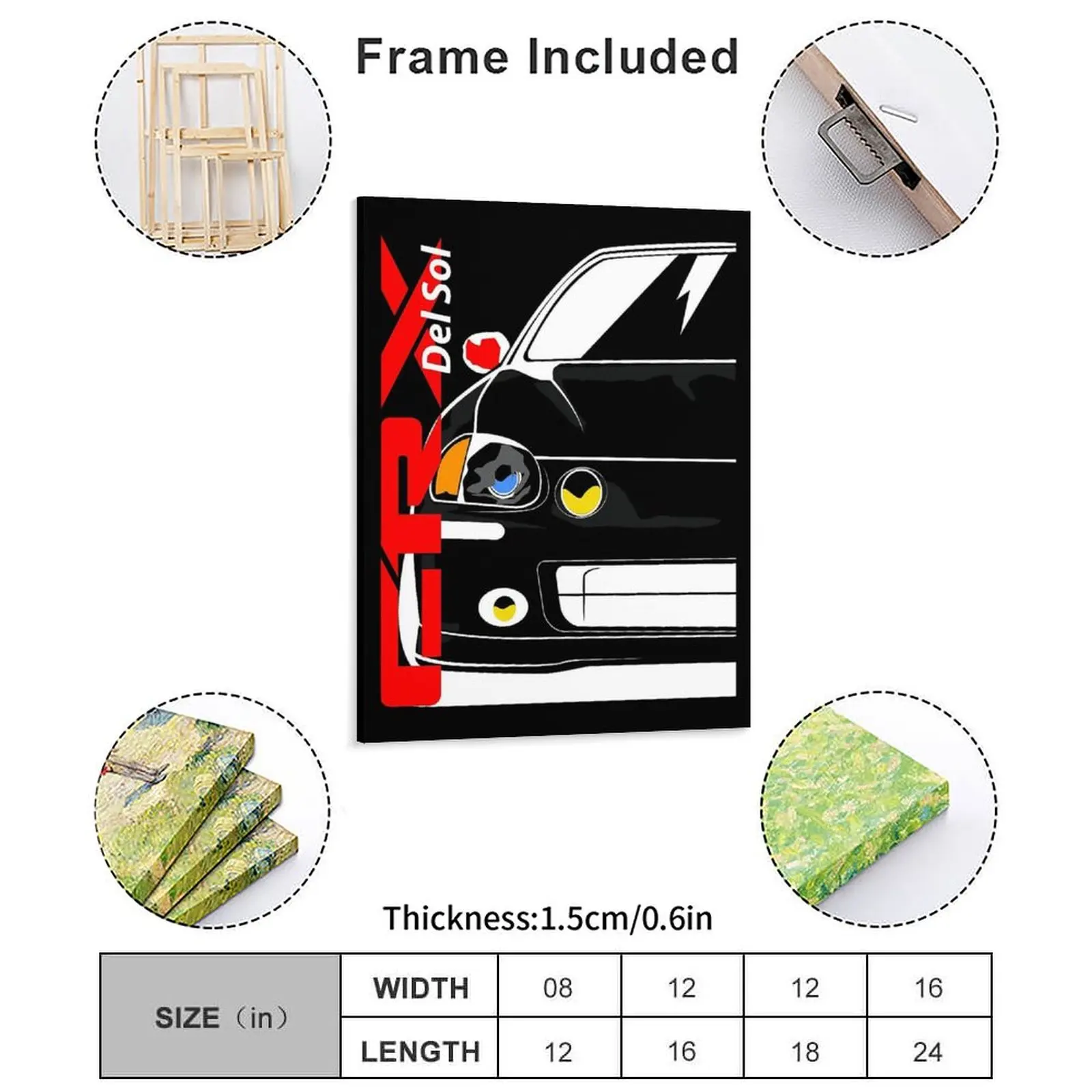 1995 Classic Crx Del Sol Si Prelude 4Gen Legend Canvas Painting Mural Designs Garage Cinema Framed Wall Paintings