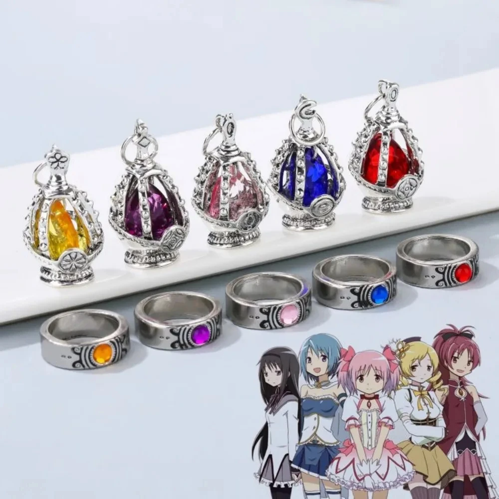 

Аниме Puella Magi Madoka Magica ожерелье для косплея Kaname Madoka Miki Sayaka Soul кулон с драгоценным камнем ожерелье комплект колец модные украшения