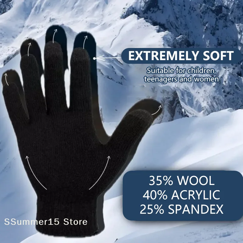 【R】Men's Winter Thickened Knitted Touchscreen Gloves For Outdoor Cycling, Cold Protection And Warmth