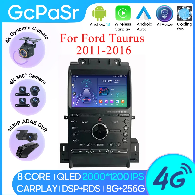 Car Radio Carplay For Ford Taurus 2011-2016 Navigation GPS Android Auto Bluetooth Stereo Multimedia Player Head No 2din 4G WiFi