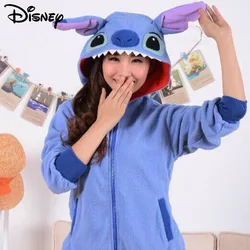 Disney-Women's Stitch Cartoon Hooded Zipper Blue Hoodies, Sweet Casual Zip-up Sweatshirts, Cute Clothes, Y2k