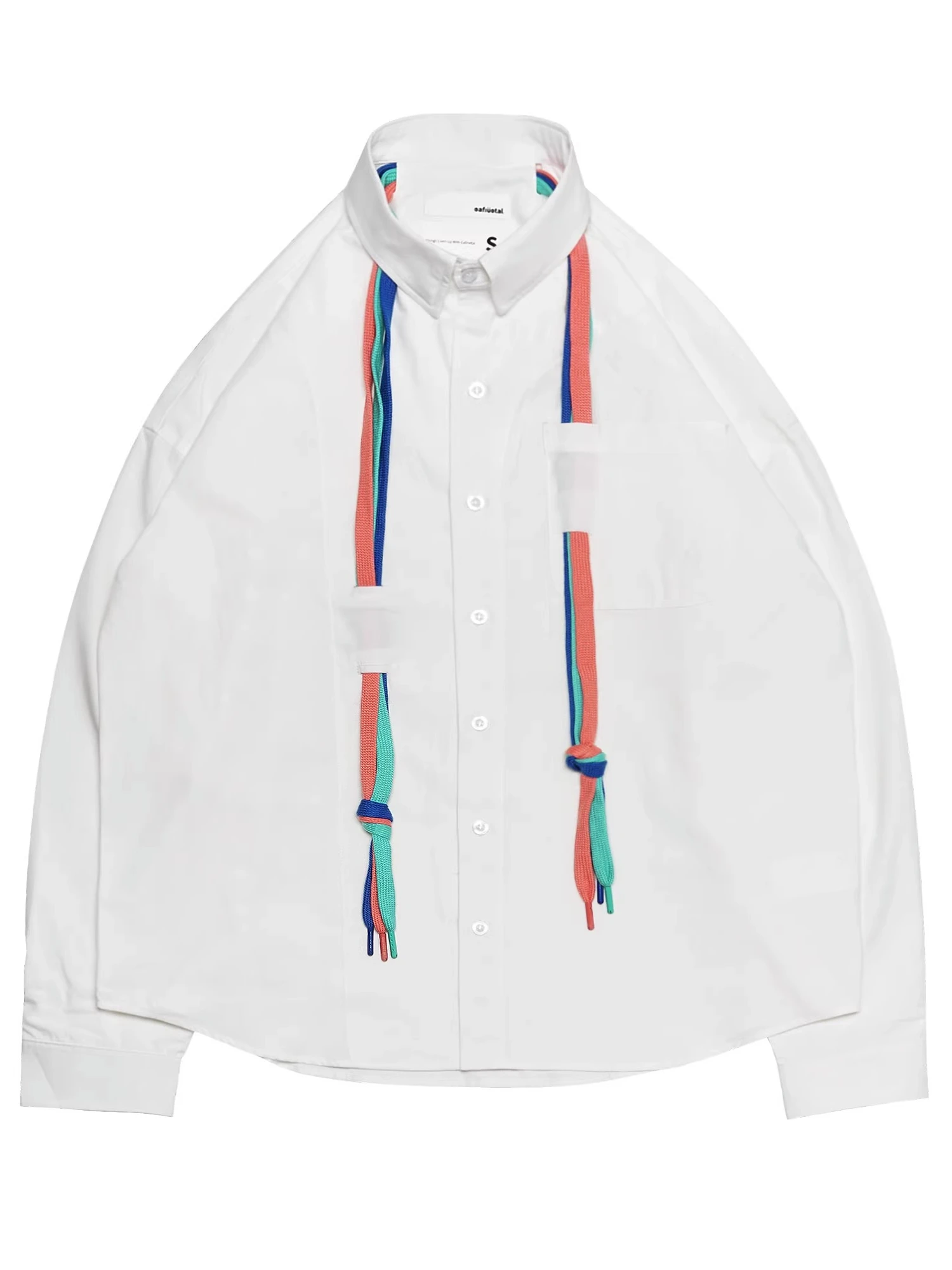 

EINETAL Wang bo Knitted Loose Long Sve Casual irt Youth Trendy White irt for Men Spring Autumn Winter