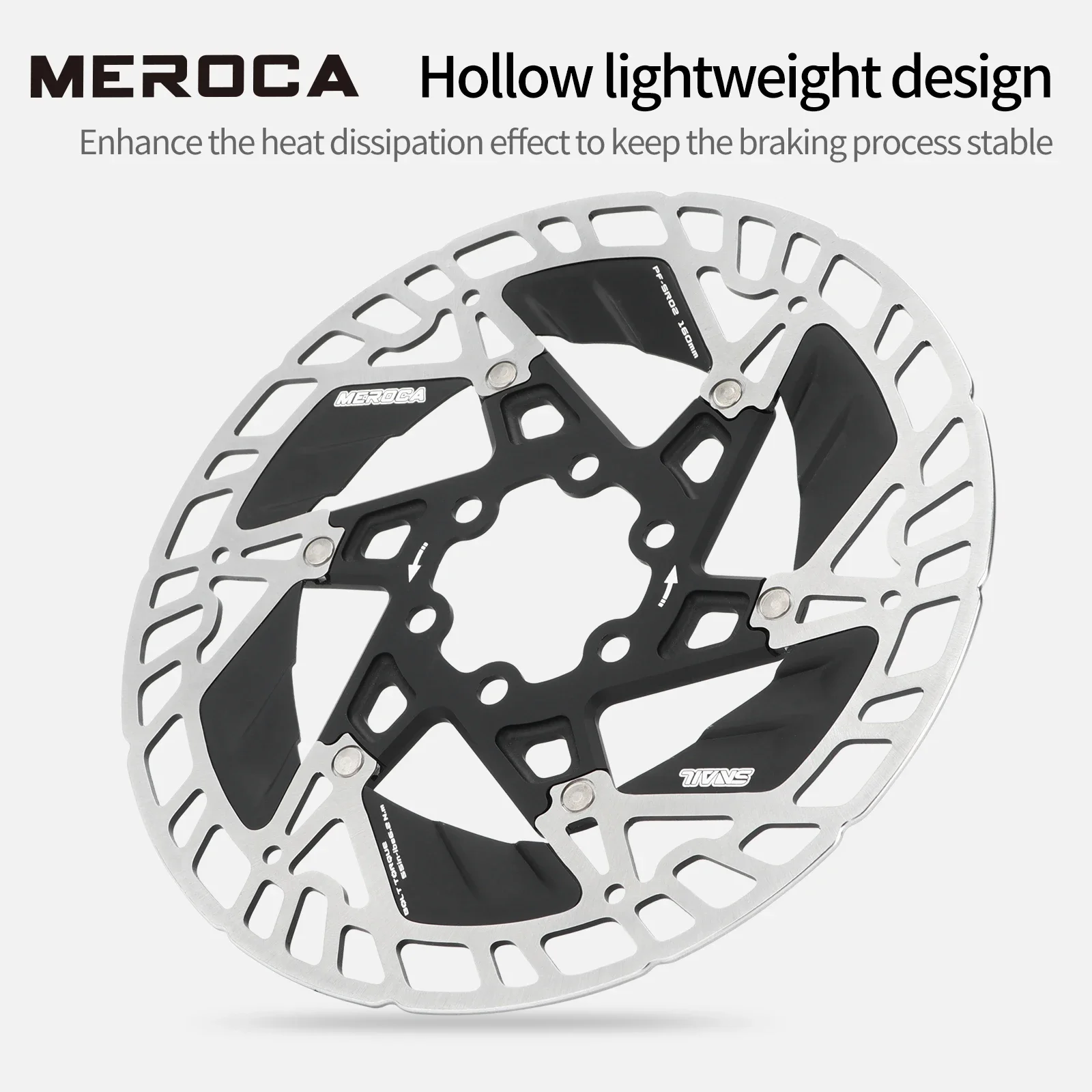 MEROCA Bicycle Brake Rotor 160mm Floating Cooling Disc MTB Road Bike 6 Bolt/Center Lock Disc Brake Rotor