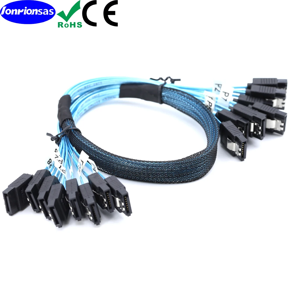 LONRIONSAS#SATA-4.0 7P female 8Pcs/Set-12Gbps-Sata HDD-SSD Data-Cable for Bitcoin Computer-Server Drives Raid SAS Cable