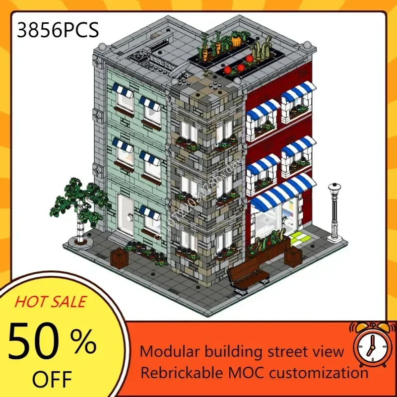 

Grocery store & cafe Modular MOC Creative street view Model Building Blocks Architecture DIY Education Assembly Model Toys Gifts