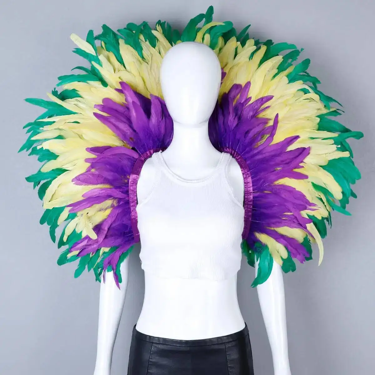 Carnaval Nacht Halloween Dames Heren Stijlvolle Poncho Accessoire Gotische Veren Cape Zwarte Kanten Kraag Bolero Wrap Schouder Sjaal