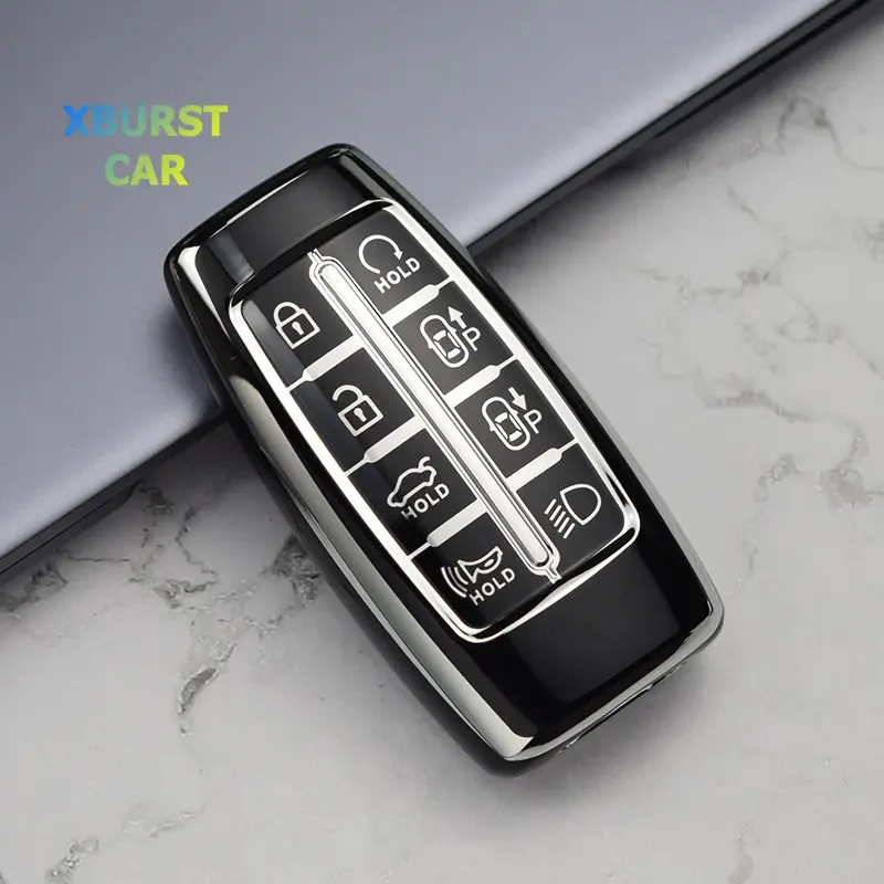 4/8Buttons TPU Remote Key Shell Holder For Hyundai Genesis G80 GV70 GV80 2019 2020 2021 2022 Car Key Cover Case Auto Accessories