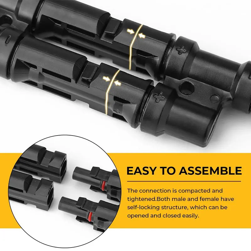 2 in 1 Waterproof Solar Connectors Y Branch Connector for Solar Panel Connection in Parallel Solar Panels FMM+MFF (1 Pairs)